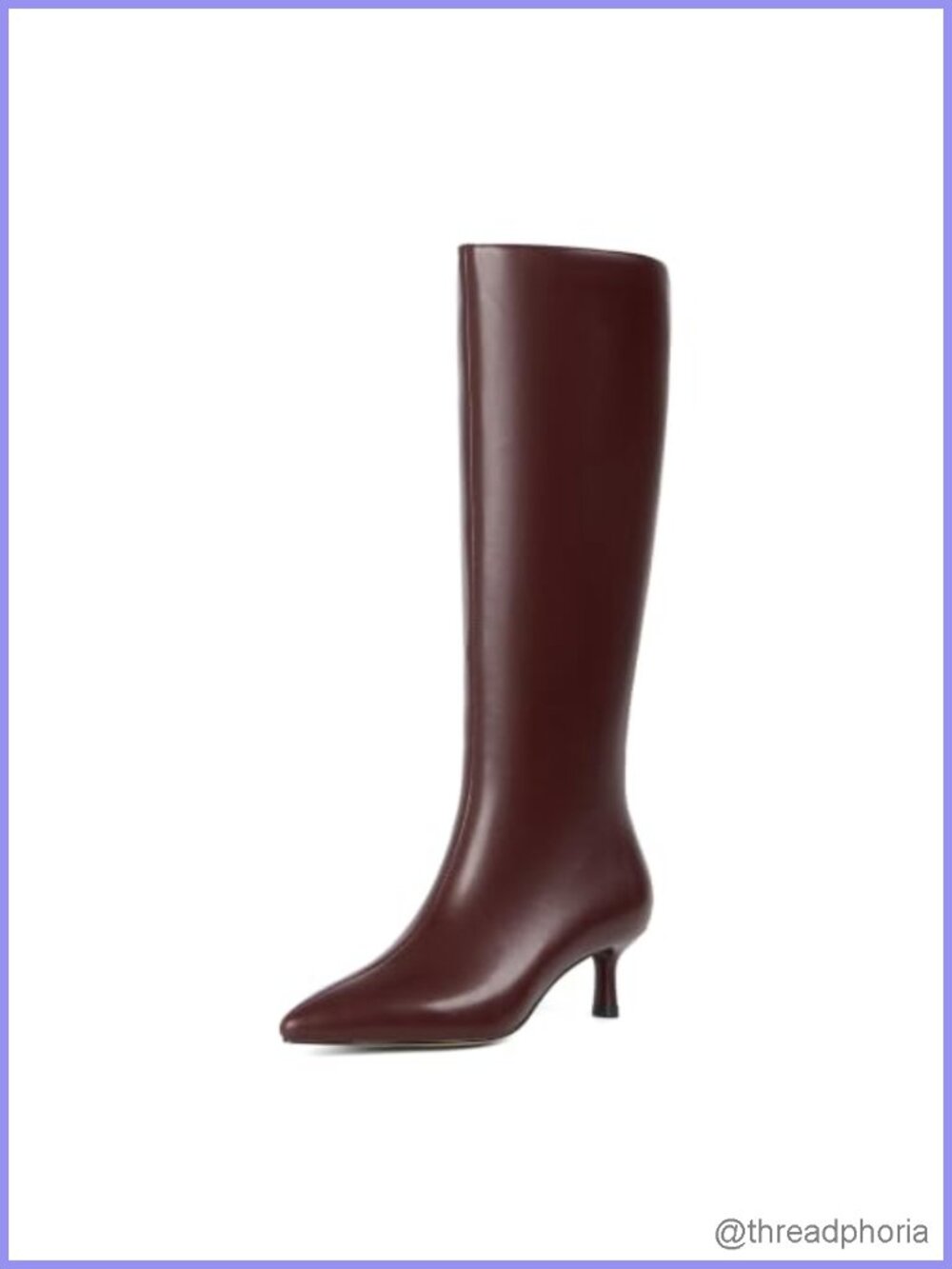 Dreamsolo Women's Knee High Boots Faux Leather Pointed Toe Side Zipper Kitten